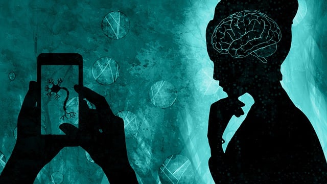 Free woman brain phone illustration