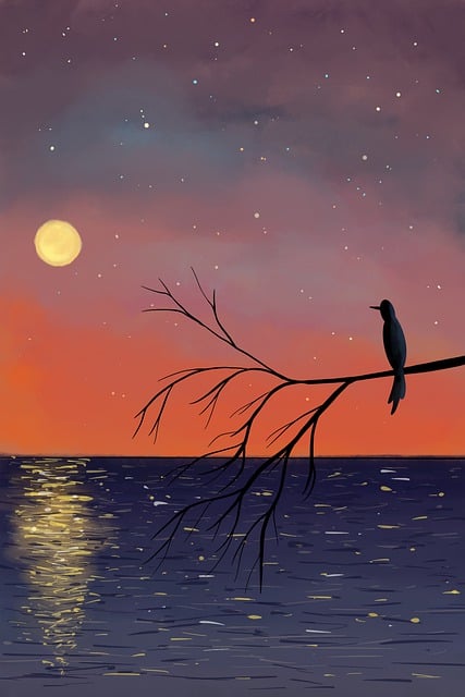 Free bird branch tree illustration