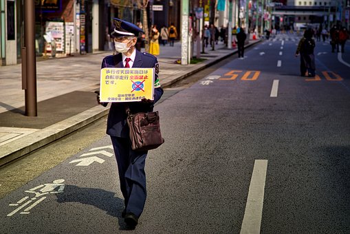 도시, 도시의, 수단, 노인, 시 니 어 시티즌, 노동자, 경비원, 긴자