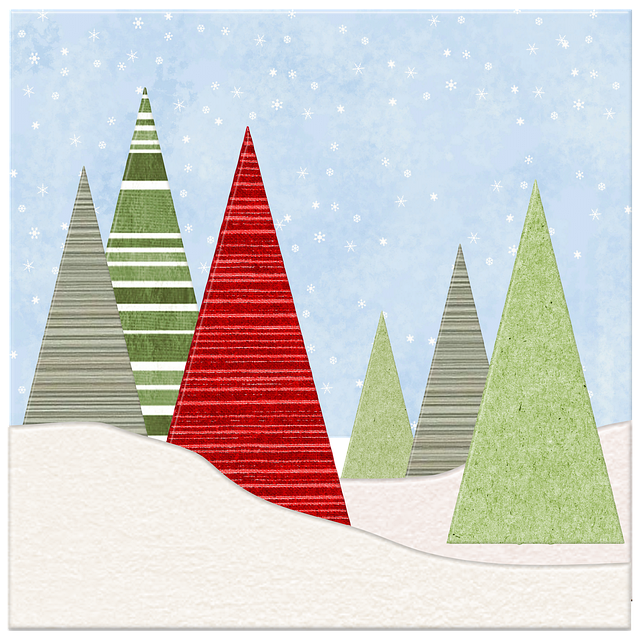 Bäume, Weihnachtskarte, Schnee, Natur