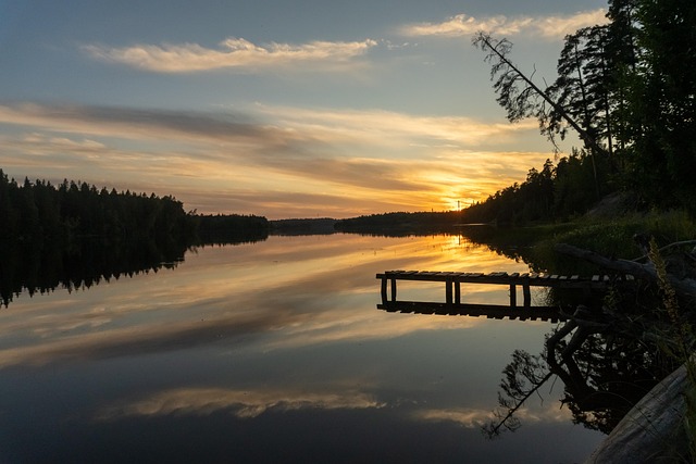 Fluss, Sonnenuntergang, Promenade