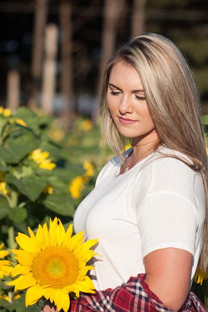 Mädchen, Schöne, Sonnenblume, Weiblich