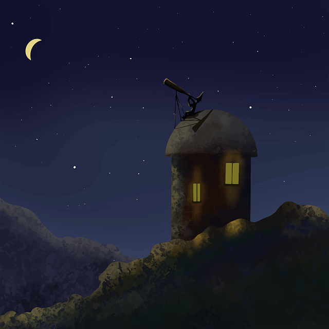 Free house telescope night sky illustration