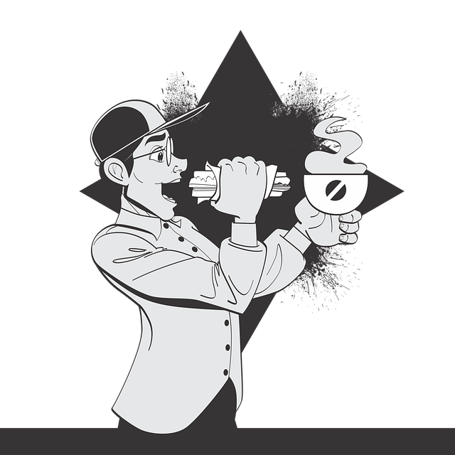 Free man coffee sandwich vector