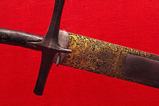 Espada, Detalle, Medieval, Rojo, Museo
