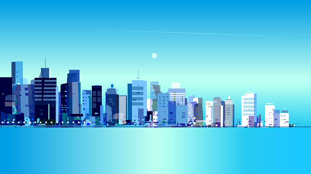 Download free HD stock image of Skyscrapers Buildings Free skyscrapers buildings lake illustration