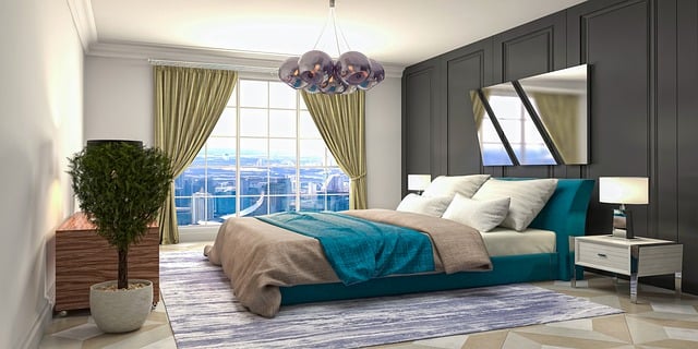 Free bedroom interiors furniture illustration
