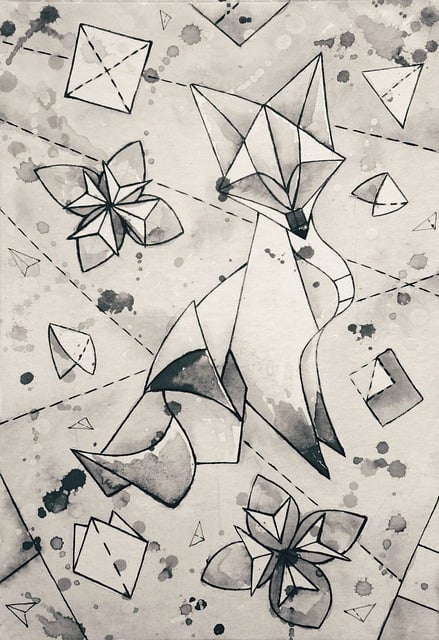 Free fox origami polygonal illustration
