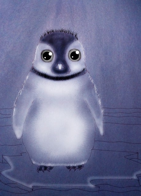 Free penguin bird chick illustration