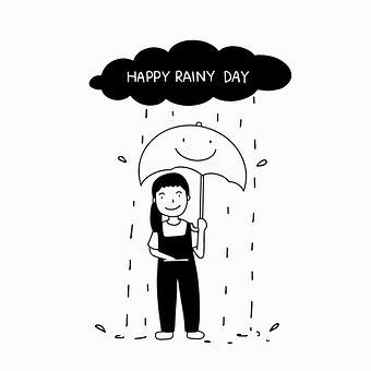 Doodle, Hand Drawn, Girl, Cartoon, Rain