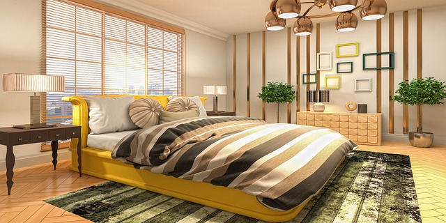 Free interior design bedroom 3d mockup illustration