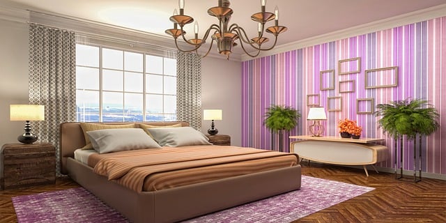 Free interior design bedroom 3d mockup illustration
