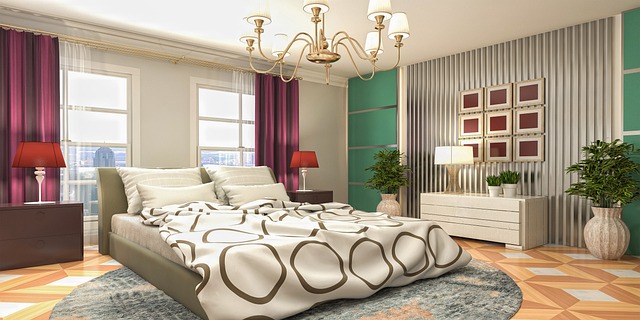 Free interior design bedroom 3d mockup illustration