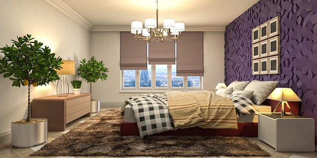 Free interior design bedroom 3d mockup illustration
