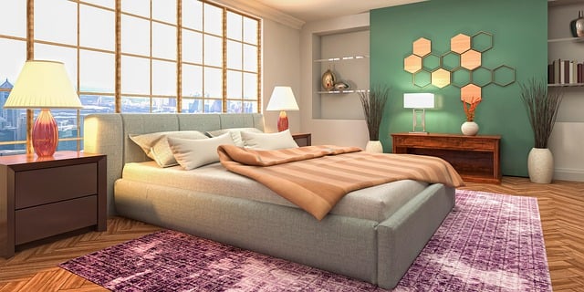 Free interior design bedroom 3d mockup illustration