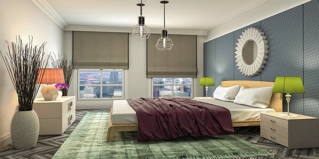 Free interior design bedroom 3d mockup illustration