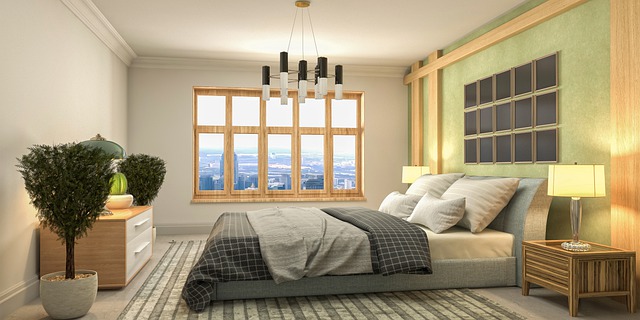 Free interior design bedroom 3d mockup illustration