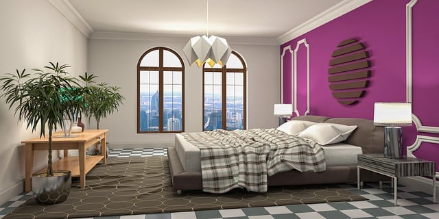 Free interior design bedroom 3d mockup illustration