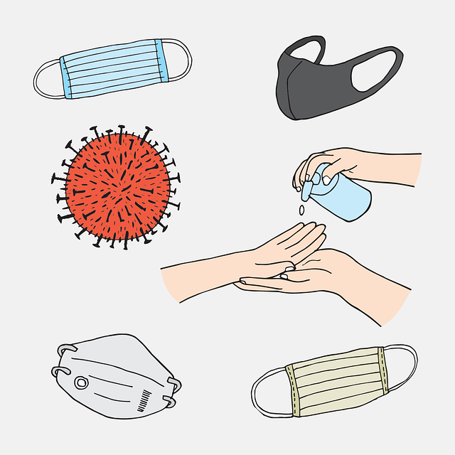Free face masks sanitizer disinfectant vector
