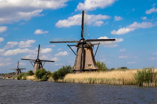 Free Windmills River photo and picture