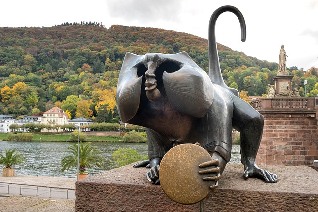 Abe, Spejl, Skulptur, Heidelberg, Dyr