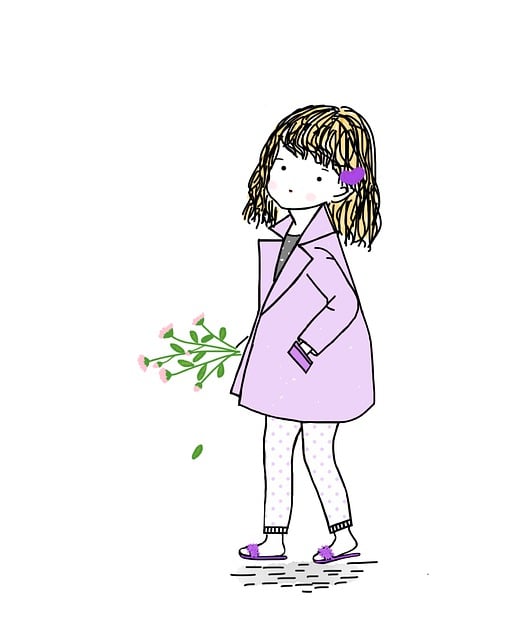สาว, ดอกไม้, เด็ก, น่ารัก, วัยเด็ก