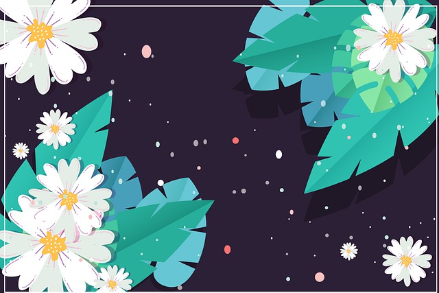 Download free HD stock image of Leaves Flowers Free leaves flowers border illustration
