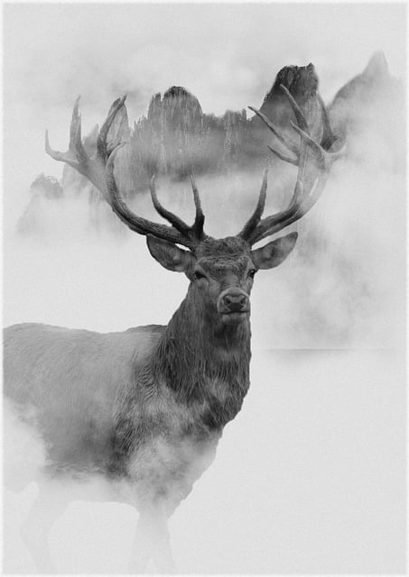 Free deer fog mountains illustration