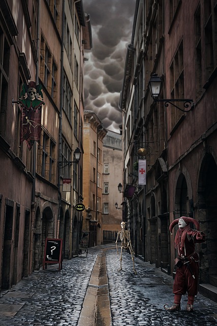 Lyon, Frankreich, Gasse, Surreal