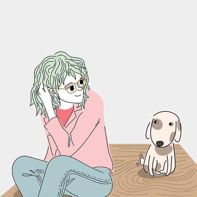 Free woman dog puppy vector