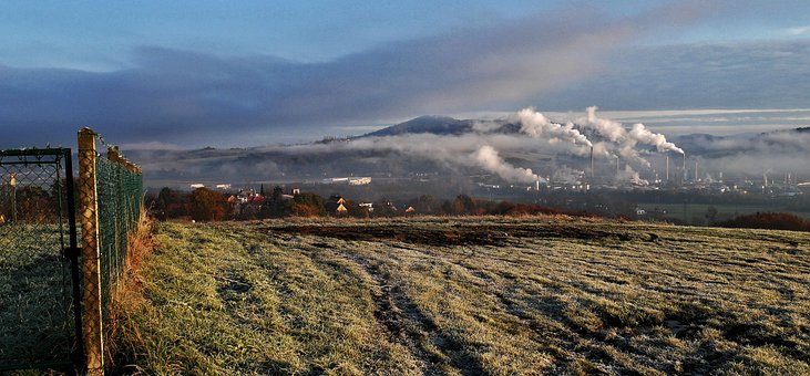 Wolken, Schornsteine, Rauch, Herbst