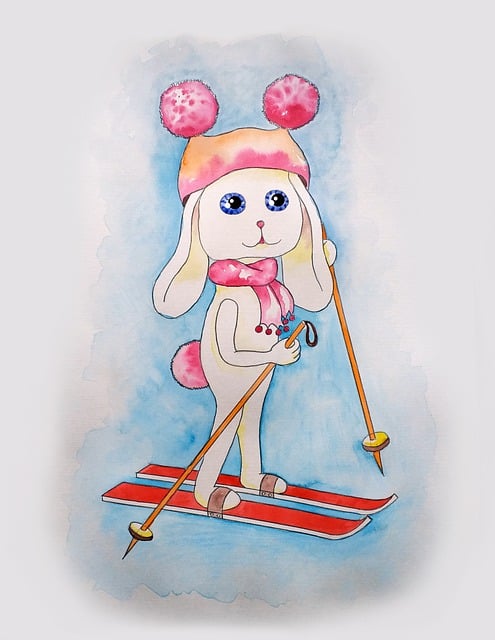 Free bunny ski animal illustration