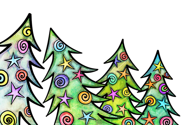 Free trees christmas watercolor illustration