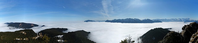 Berge, Nebel, Wolken, Panorama, Sonne