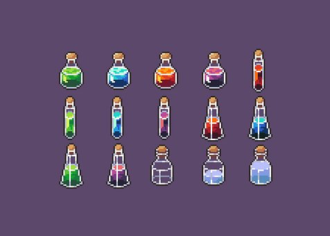 Arte De Pixel, Pociones, Agua, Botellas