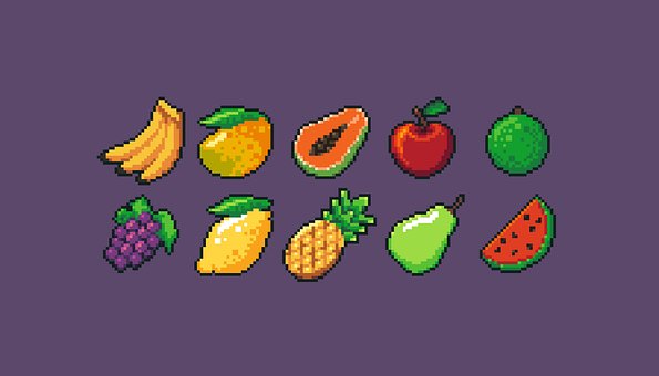 Arte De Pixel, 2D, Icono, Plátano, Mango