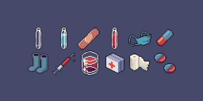 Arte De Pixel, 2D, Icono, Médico