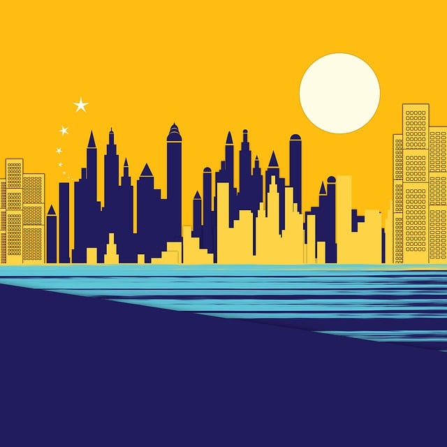 Free abstract silhouette multi-story structure skyscraper town illustration