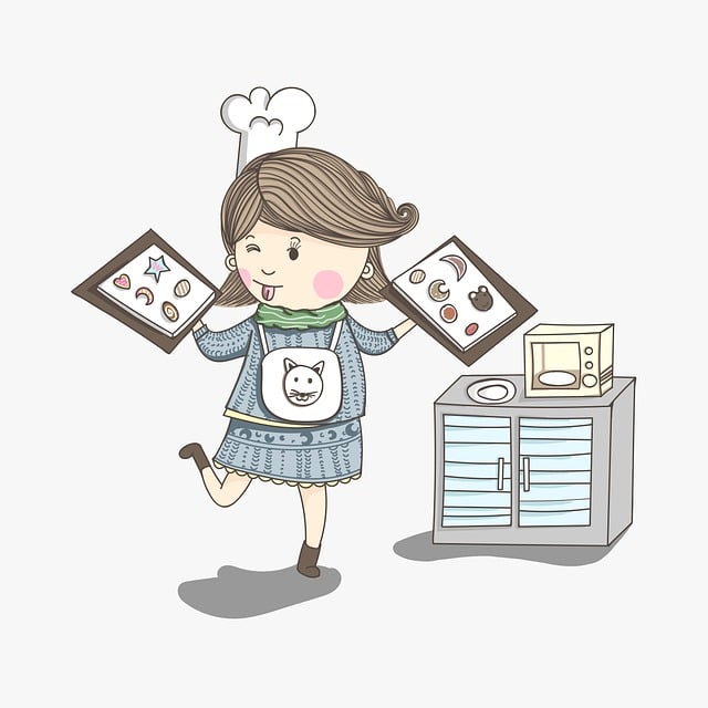 Free girl cookies baking illustration