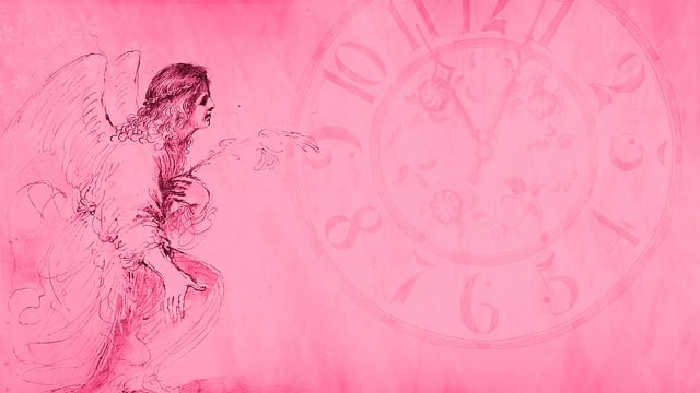 Free angel clock wallpaper illustration