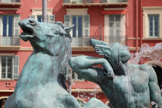 Pæn, Statue, Springvand, By, Frankrig