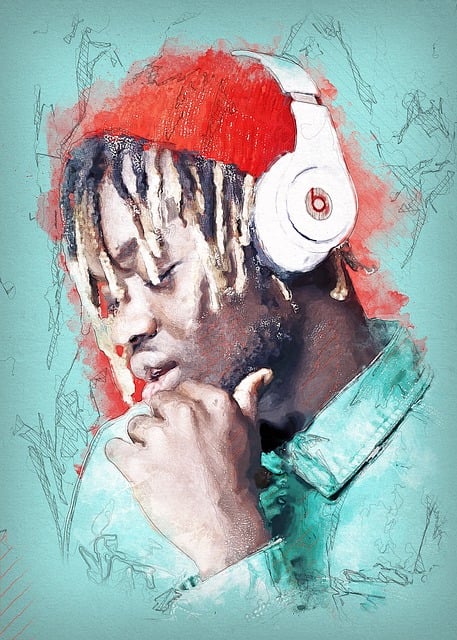 Free man headphone portrait illustration