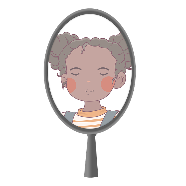 Free mirror reflection girl illustration