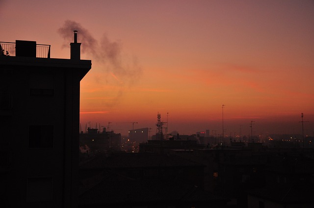 By, Silhuet, Solnedgang, Bygninger