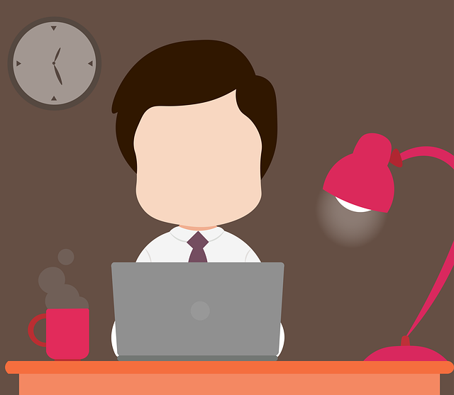Free man laptop desk illustration