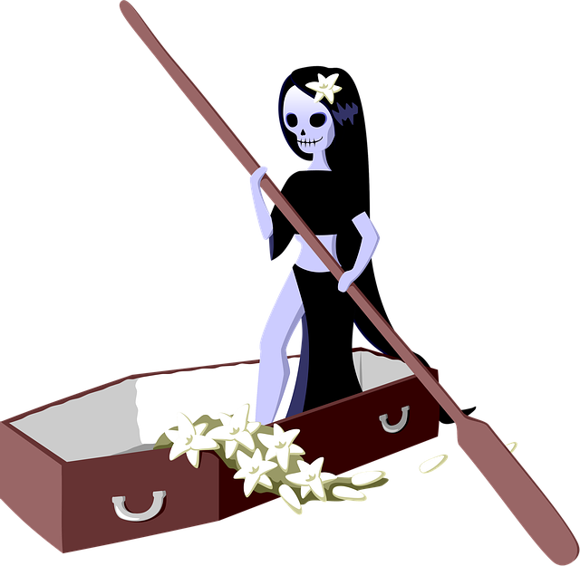 Free woman dead coffin illustration