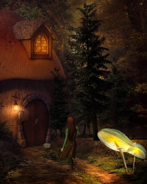 Free mushroom house window illustration