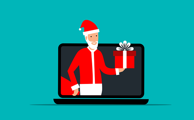 Free christmas santa laptop illustration