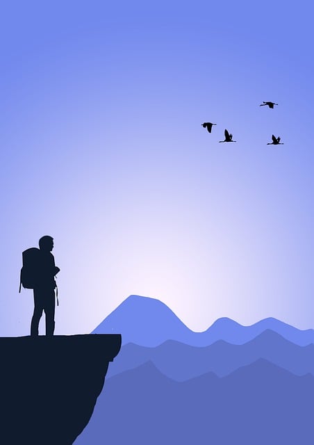 Free hiker peak cliff illustration