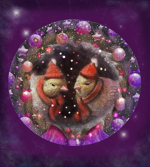 Weihnachten, Vögel, Karte